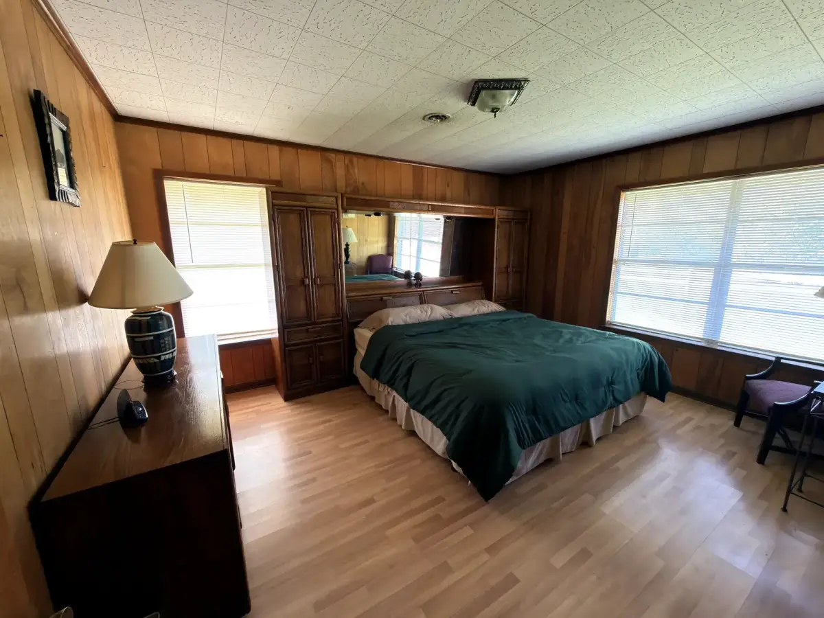 Bedroom with king bed in the Brick House