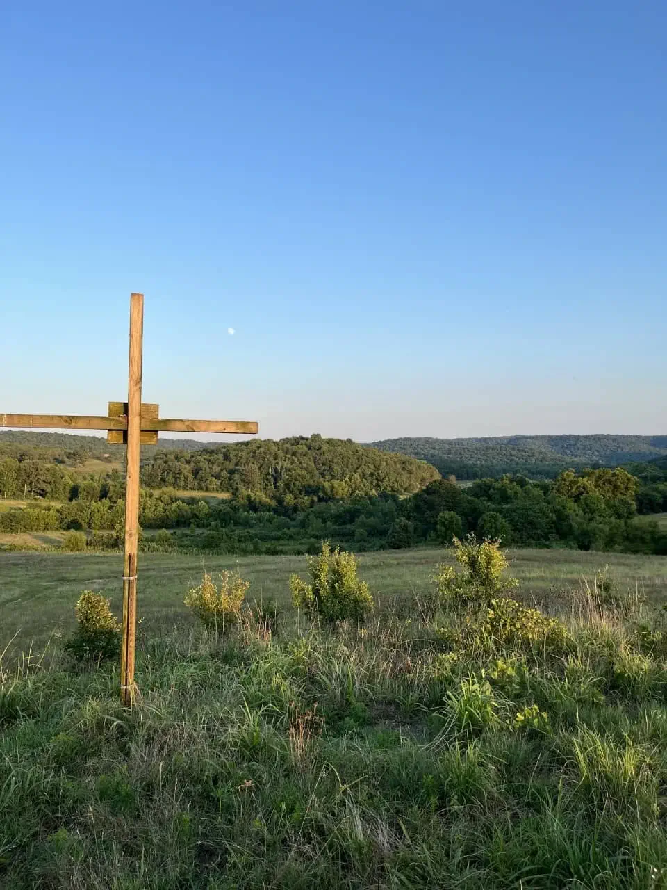 Scenic sunrise view of the Ozark Mountains from The Sanctuary Ranch in Mount Pleasant, Arkansas